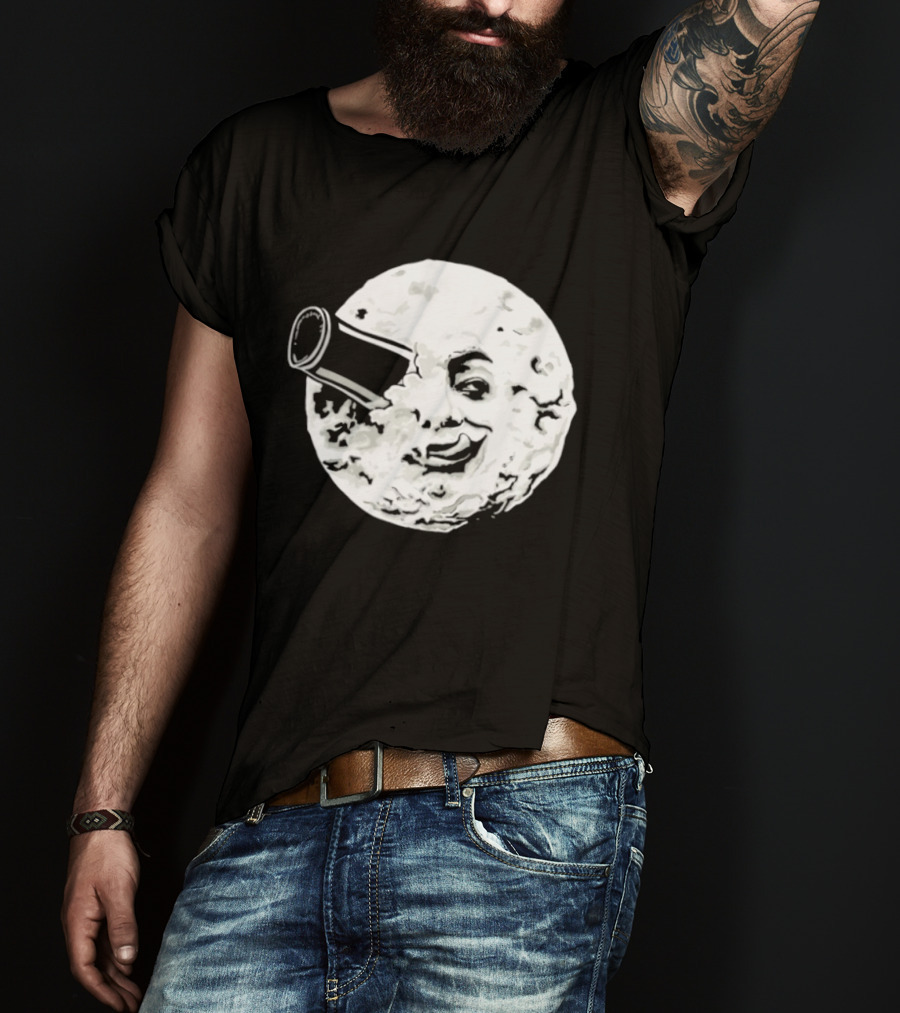 A Creamy Trip To The Moon Face Icon Rocket Classic Vintage Movie Scene T-Shirt