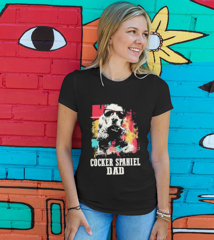 Cocker Spaniel Dad Colorful Sunglasses Father's Day 2026 T-Shirt