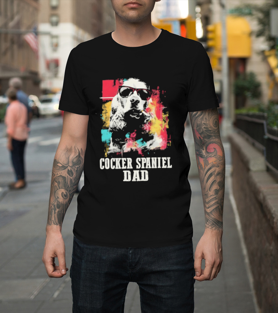 Cocker Spaniel Dad Colorful Sunglasses Father's Day 2026 T-Shirt
