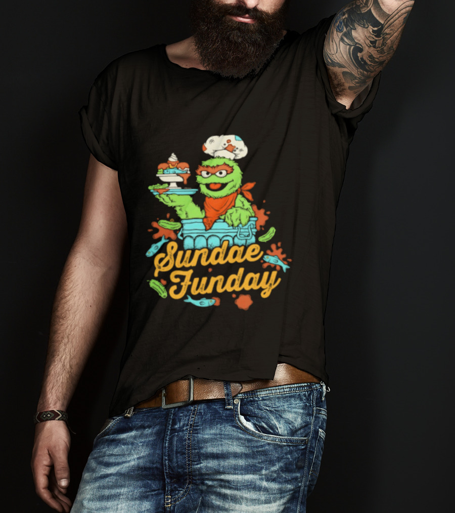 Oscar The Grouch Sundae Funday Chef Hat Dessert Landfill T-Shirt