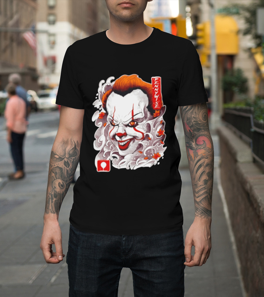 Pennywise Creepy Clown Big Head Horror It Movie Iconic Scary Face Balloon T-Shirt