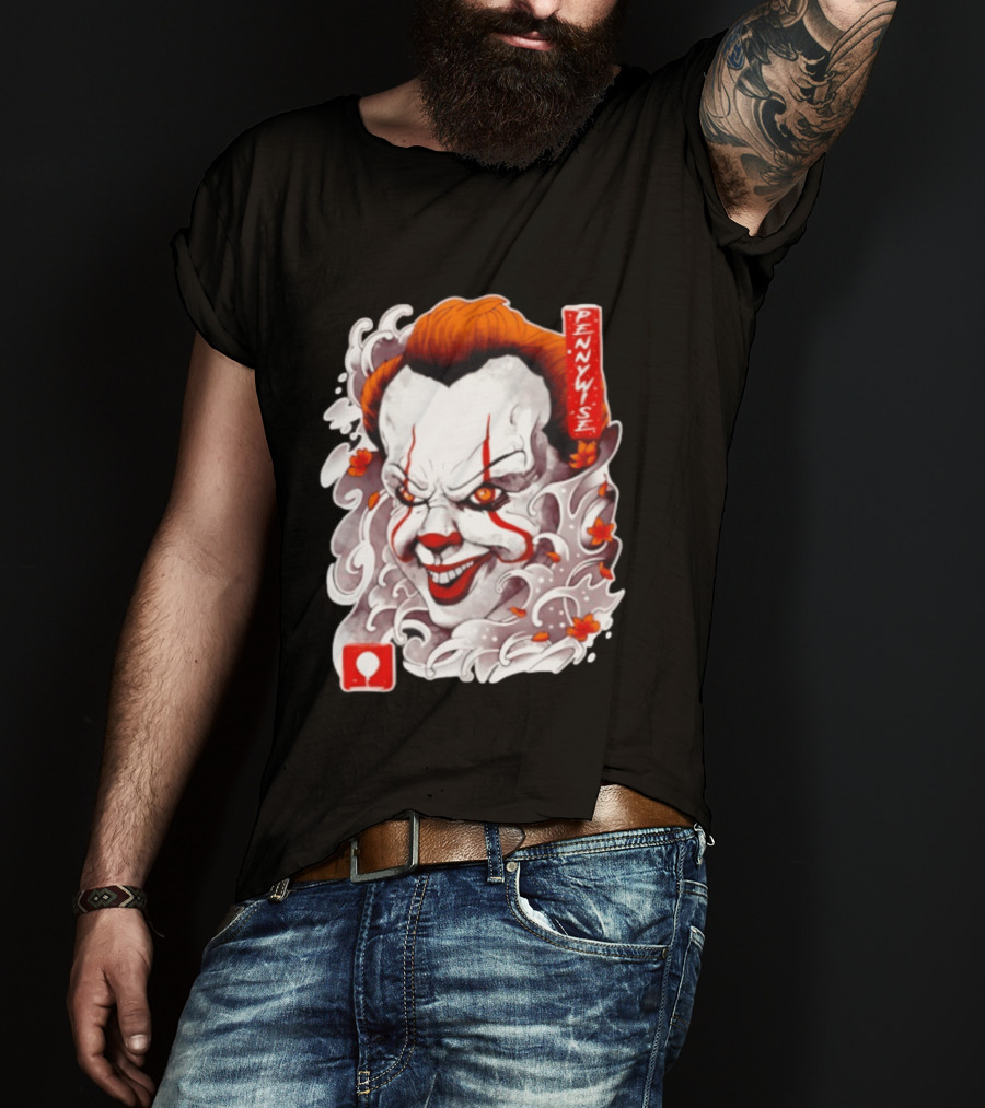 Pennywise Creepy Clown Big Head Horror It Movie Iconic Scary Face Balloon T-Shirt