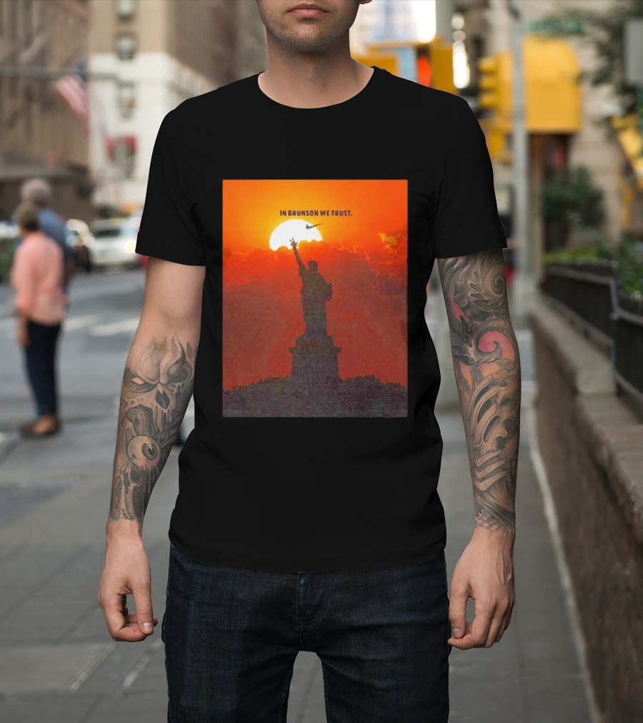 In Brunson We Trust New York Knicks Nike Liberty Sunset T-Shirt