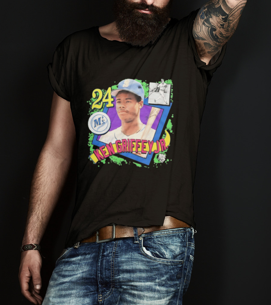 Ken Griffey Jr 24 Seattle Mariners Baseball Card Retro Topps 75 M's T-Shirt