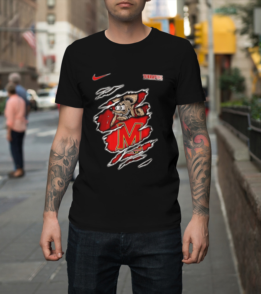Maryland Terrapins NCAA Rat Fink Built To Not Bow Nike Terrapins Rugged Ripped T-Shirt