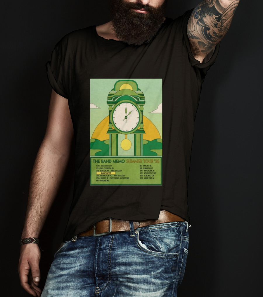 The Band Memo Summer Tour 2026 Amagansett King Of Prussia Boston Washington Missoula Portland Amherst Killington Woodstock Toronto Asbury Park T-Shirt