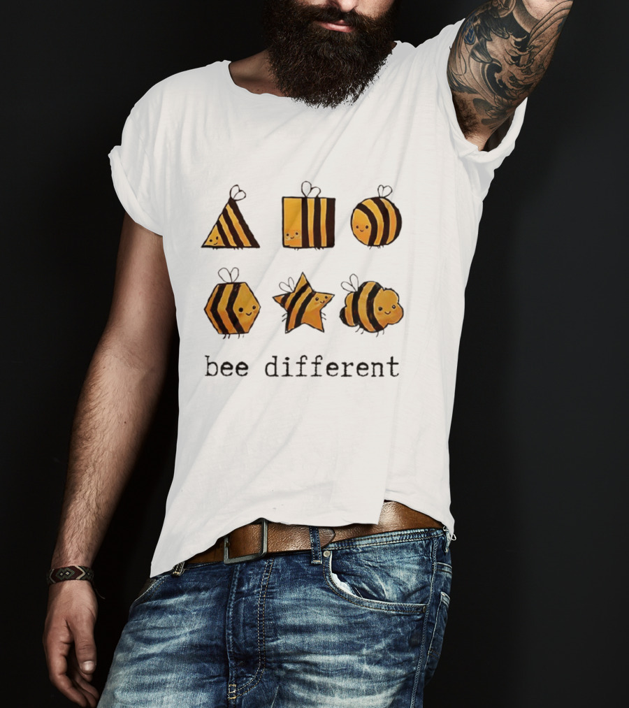 Bee Different Cartoon Bees Triangle Square Star Shapes T-Shirt