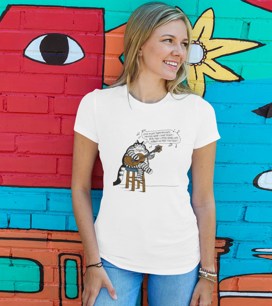 Cat Cartoon Love To Eat Them Mousies Bite Their Little Heads Off Melody T-Shirt