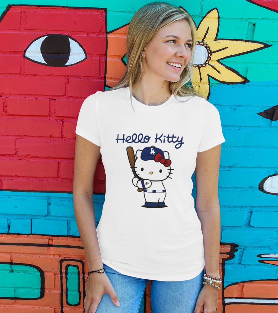 Hello Kitty Los Angeles Dodgers MLB Baseball Player T-Shirt