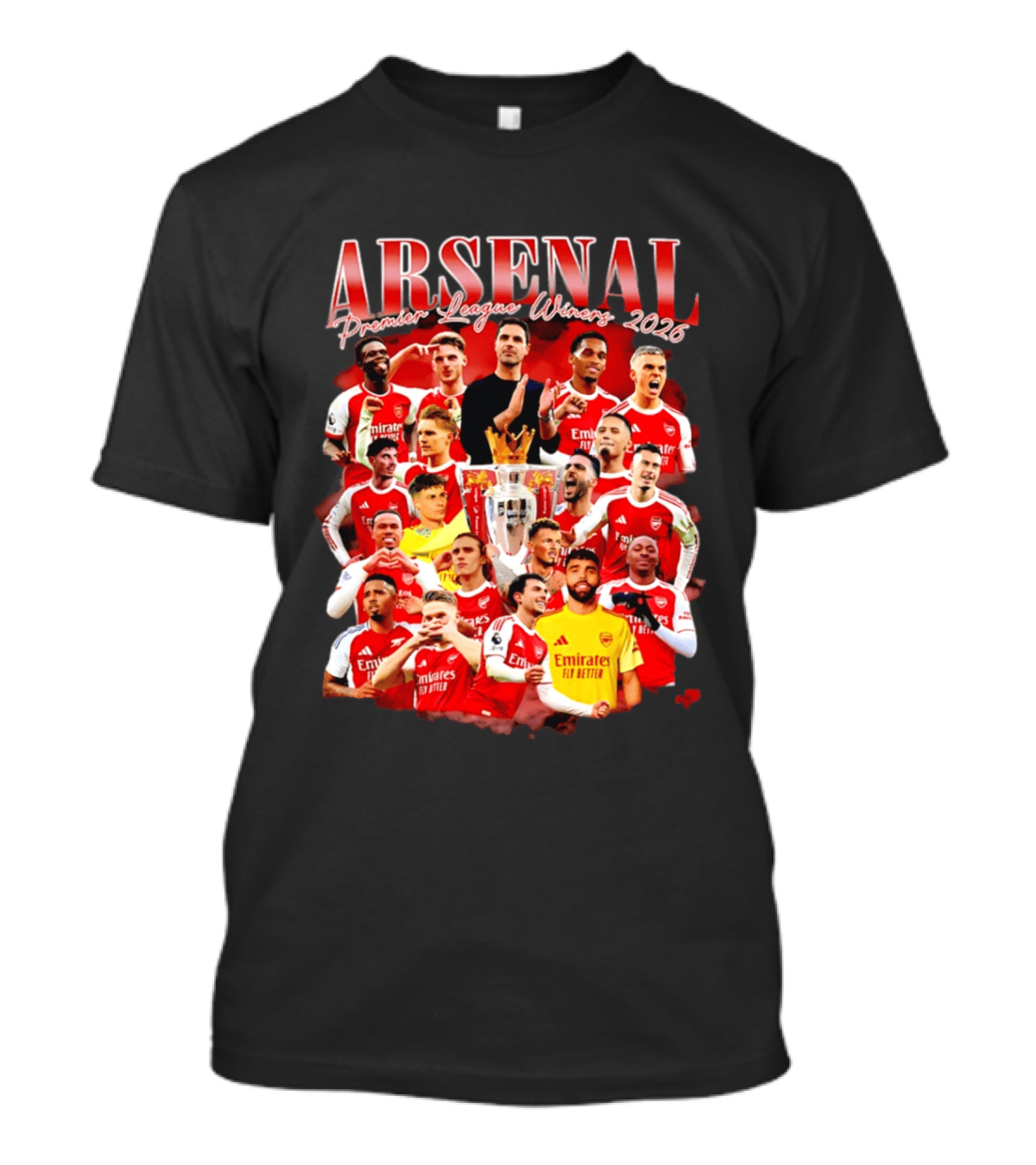 Arsenal Premier League Champions 2026 Celebratory Team Collage T-Shirt