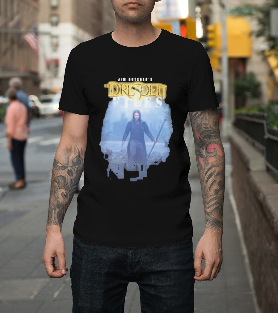 Jim Butcher's Dresden Files Man Holding Staff T-Shirt