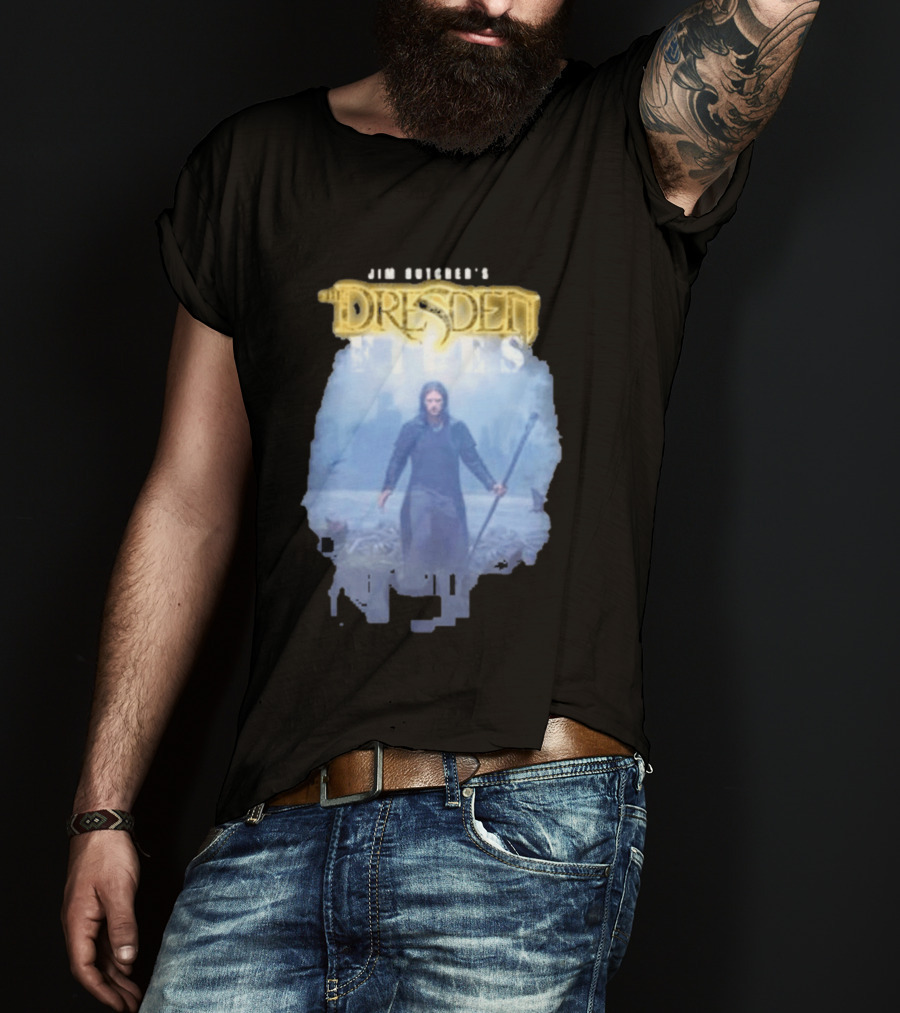 Jim Butcher's Dresden Files Man Holding Staff T-Shirt