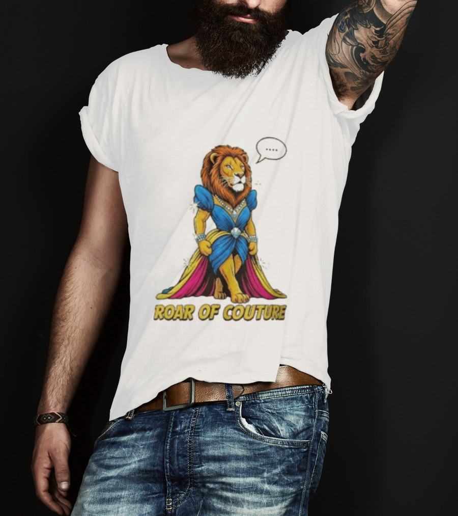 Roar Of Couture Elegant Lion In Royal Blue Gown T-Shirt