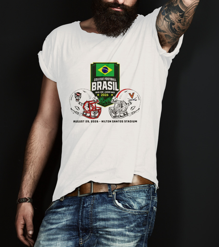 NC State Wolfpack Vs Virginia Cavaliers Brasil College Football Rio Game 2026 Hilton Santos Stadium August 30 T-Shirt