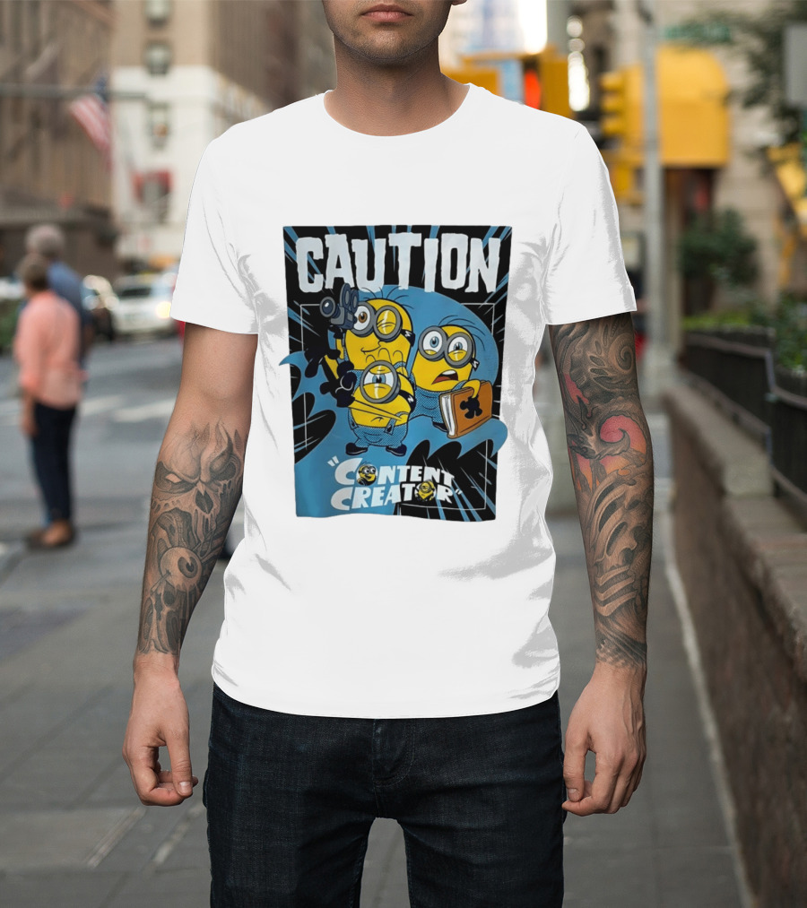Caution Minions Content Creator Fun T-Shirt