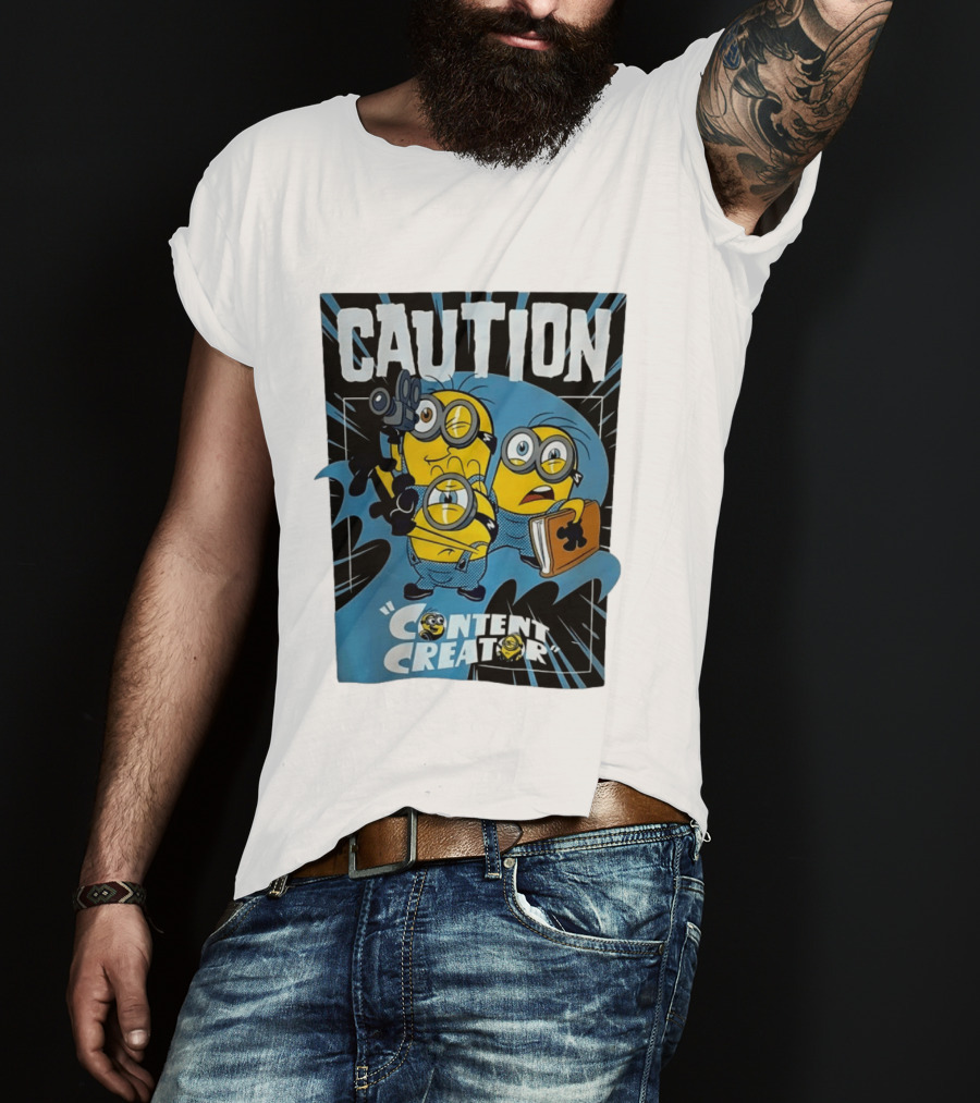 Caution Minions Content Creator Fun T-Shirt