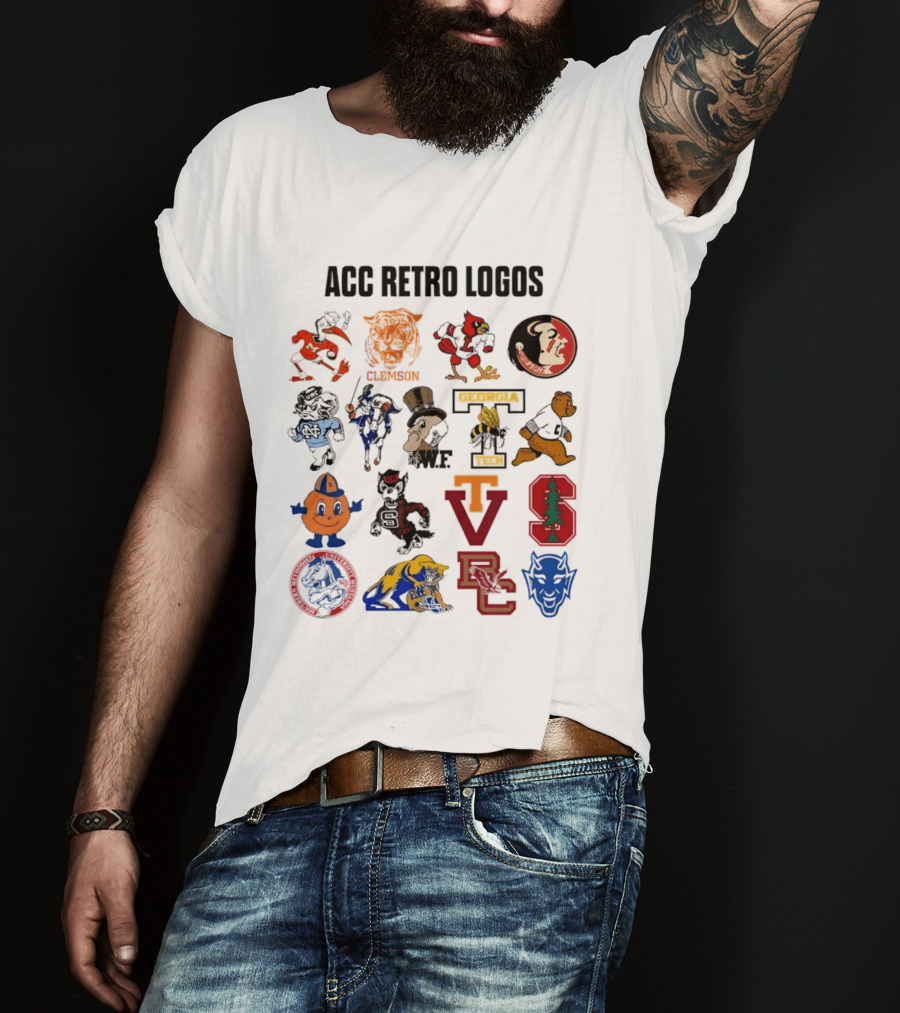 ACC Retro Logos Clemson WF VT VC T-Shirt