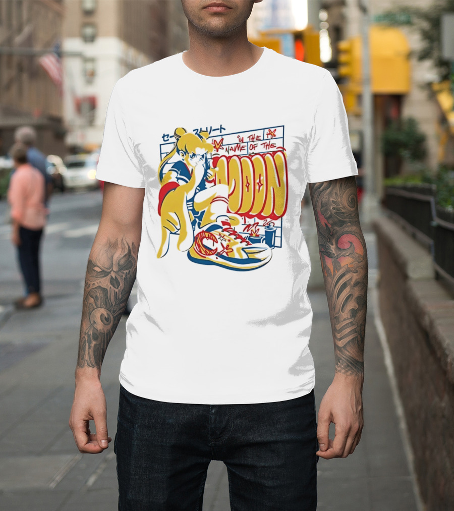 Sailor Moon Urban Scout In The Name Of The Moon Graffiti Style Sneakers T-Shirt