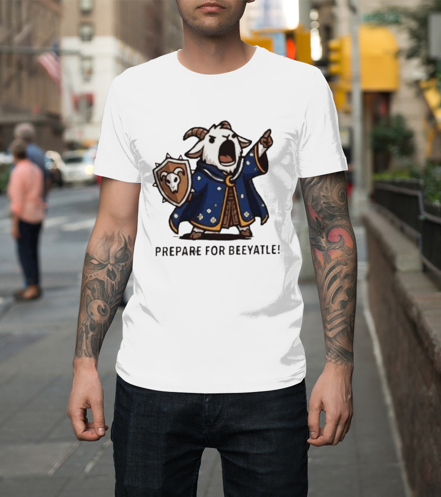 Wizard Goat Prepare For Beeyatle Fantasy Battle Mage Cloak Shield T-Shirt