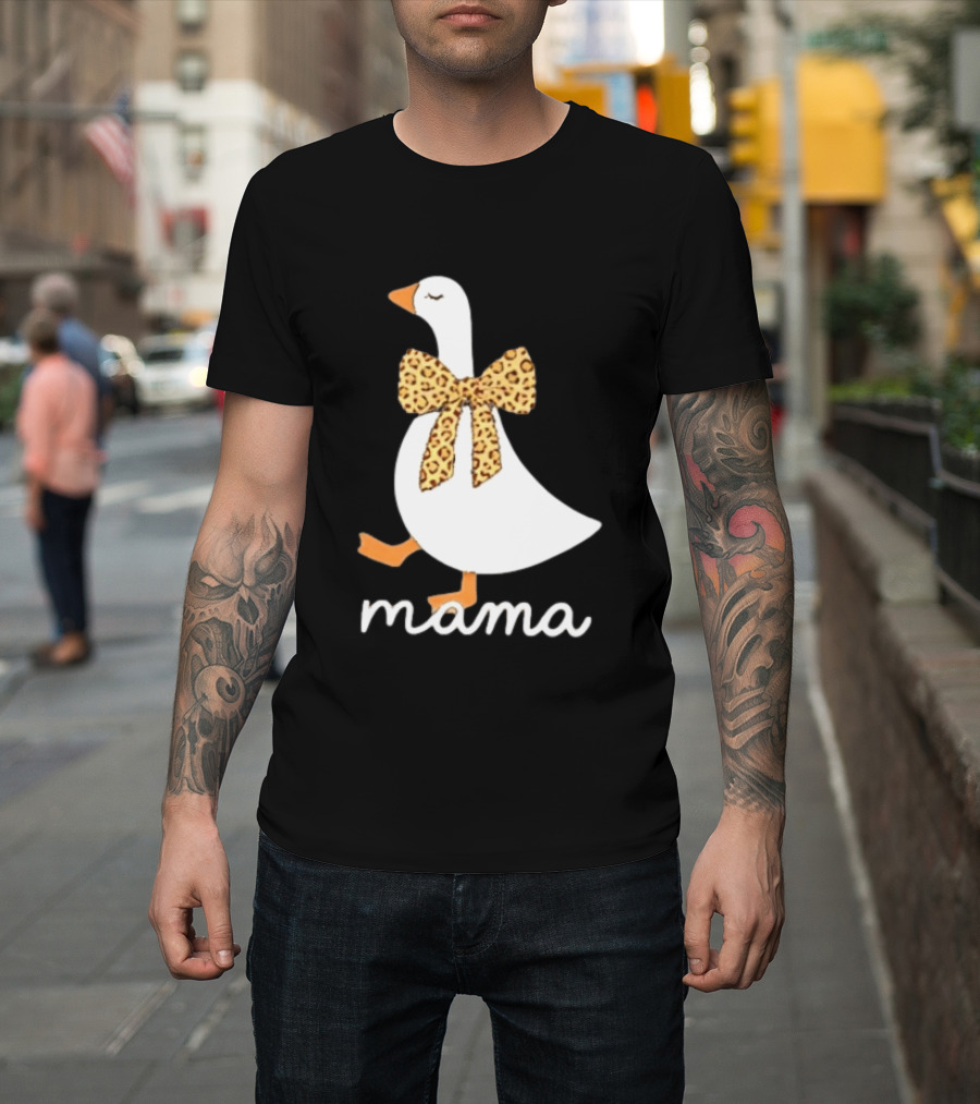 Leopard Bow Goose Mama Cute Animal Print T-Shirt
