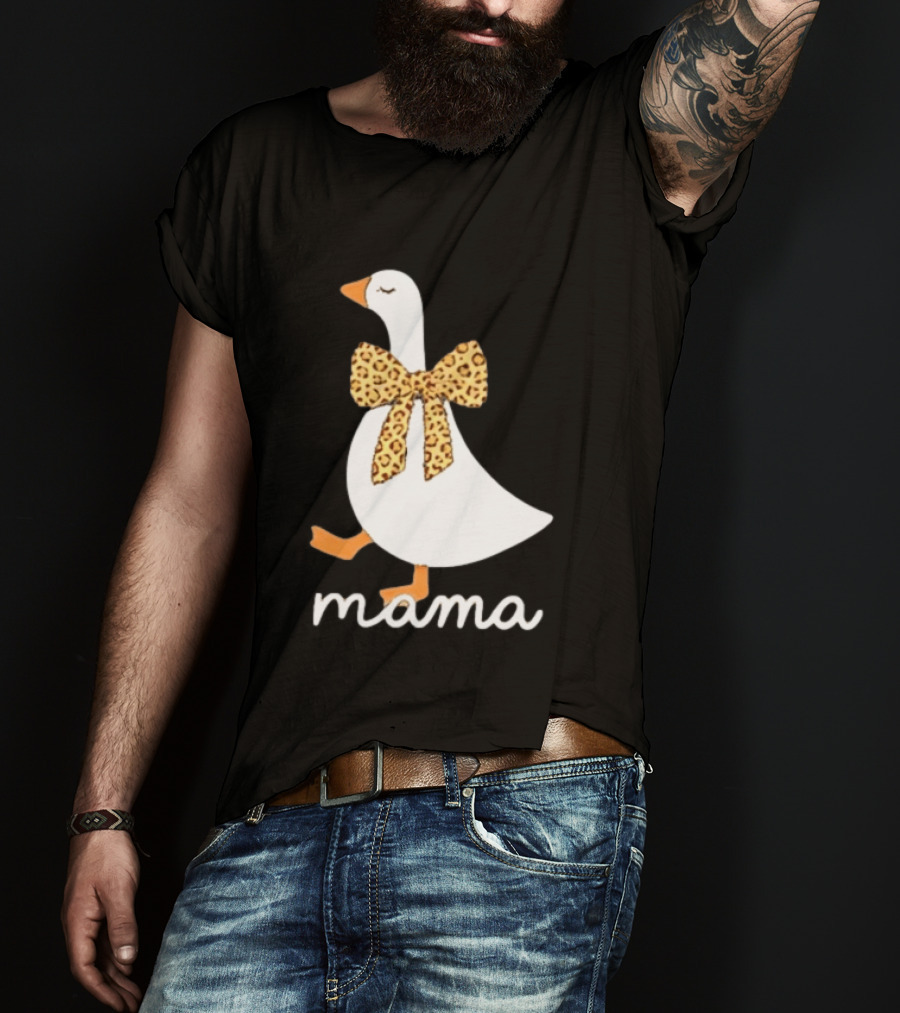Leopard Bow Goose Mama Cute Animal Print T-Shirt