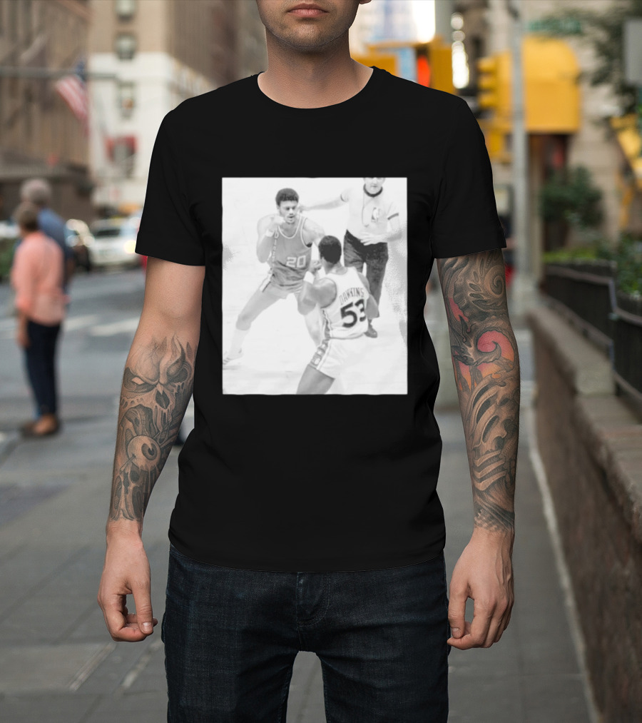 NBA Vintage Showdown Maurice Lucas Vs Darryl Dawkins Black White 20 53 T-Shirt