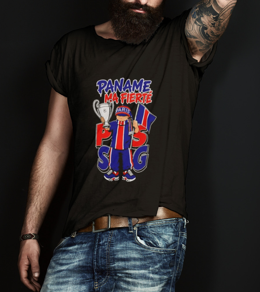Paname Ma Fierté PSG Paris Trophy Flag Celebration T-Shirt