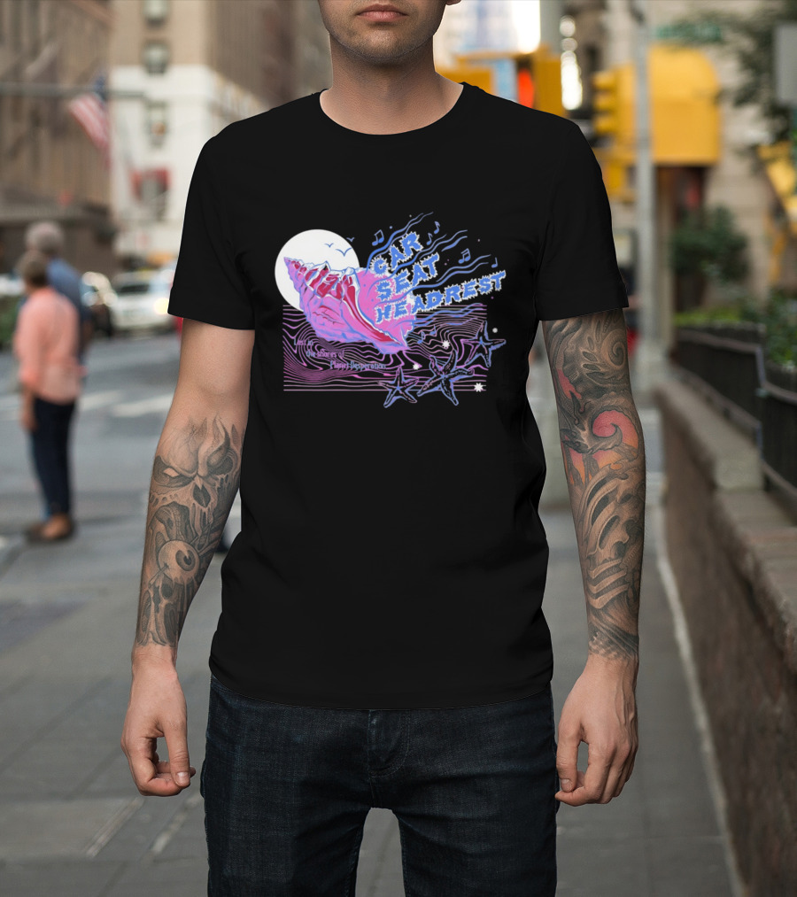 Seashell Car Seat Headrest Lost On The Shores Of Planet Desperation 2026 Moon And Stars Ocean Vibes T-Shirt