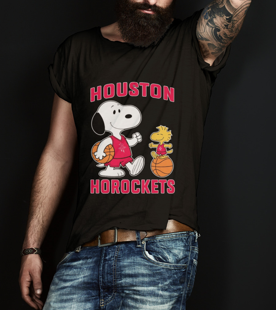 Snoopy Woodstock Houston Rockets Basketball Team T-Shirt