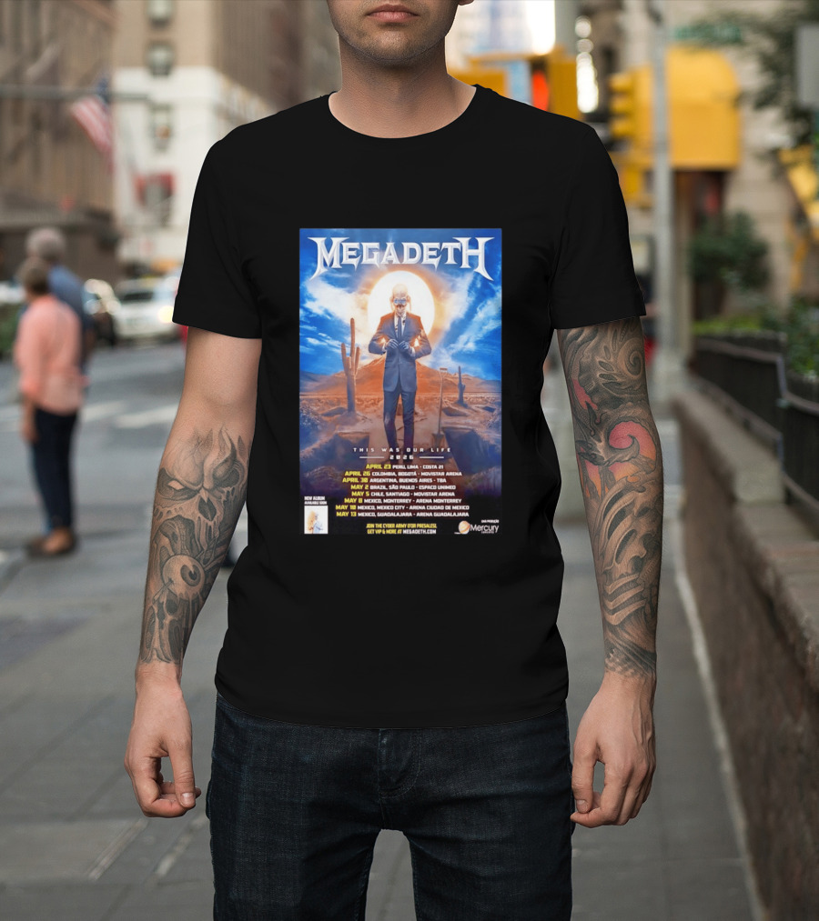 Megadeth 2026 This Was Our Life Tour Mexico Peru Colombia Argentina Chile Dates T-Shirt