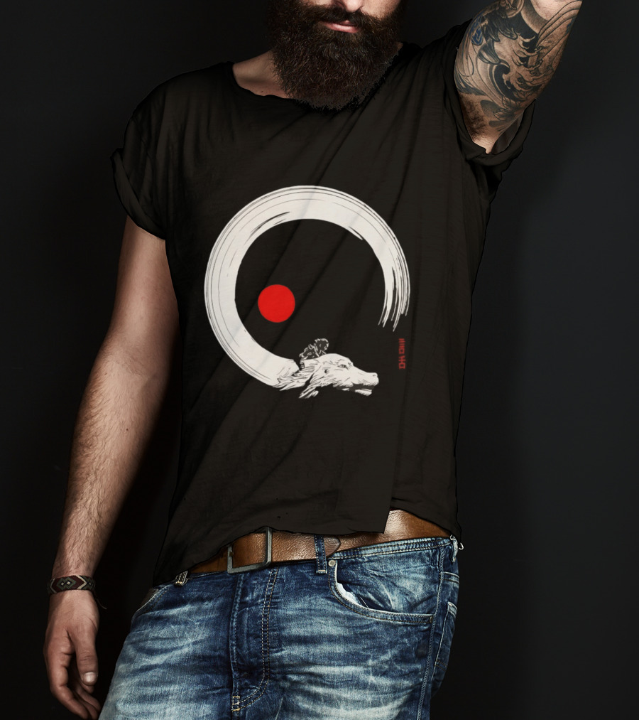 Never Ending Inks Atreyu Falkor The Neverending Story Japanese Enso Circle Red Dot T-Shirt