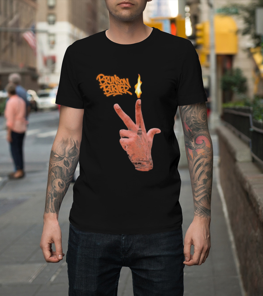 Brunson Burner Flame Hand New York Knicks Jalen Brunson T-Shirt