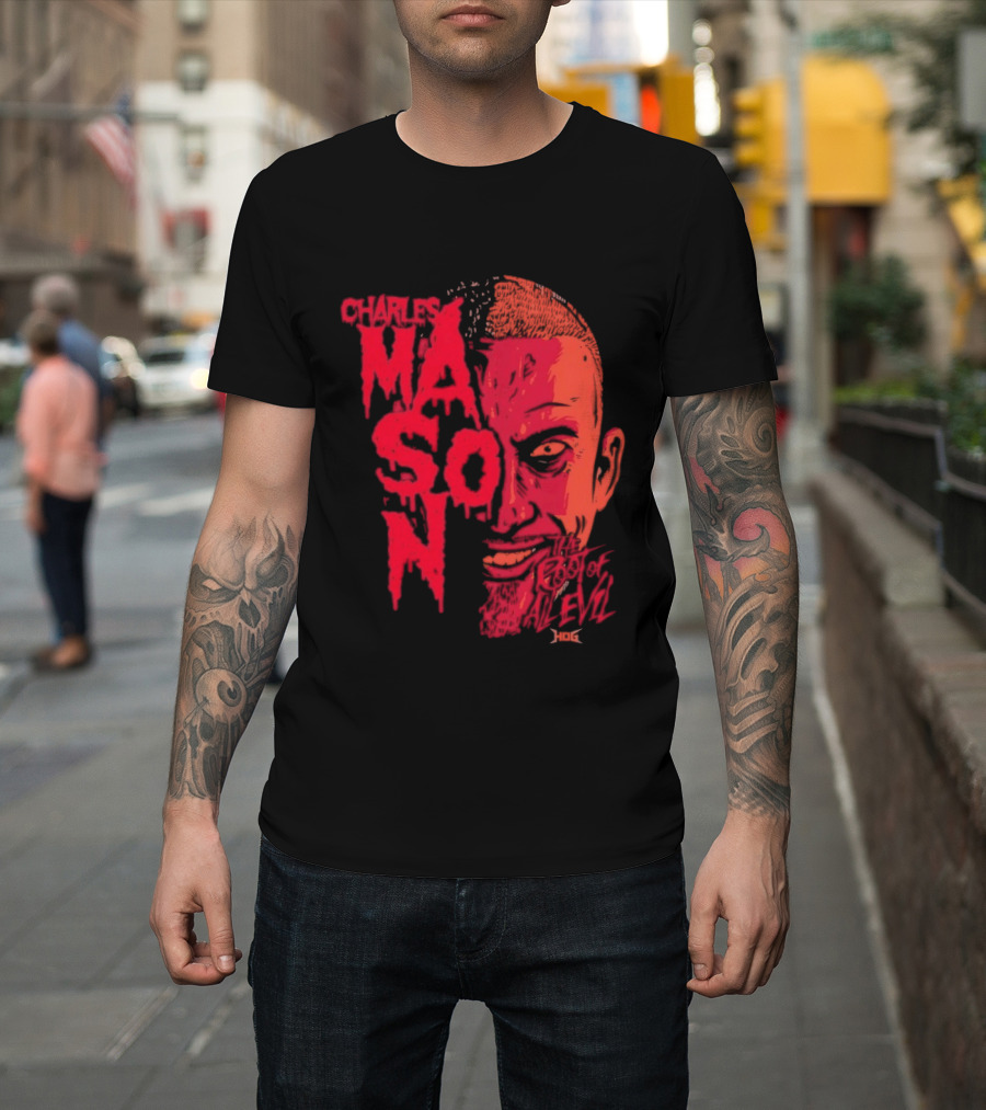 Charles Mason The Root Of All Evil Red Face T-Shirt