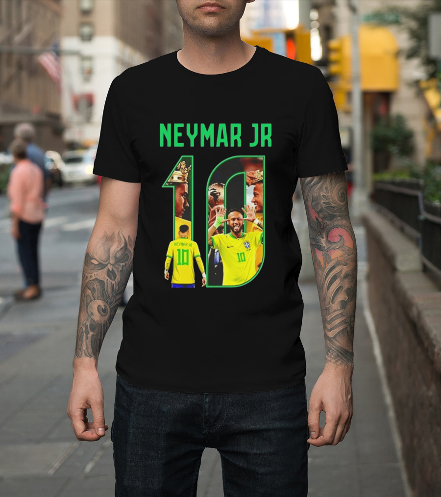 Neymar Jr 10 Brazil Soccer Iconic Celebration Images T-Shirt