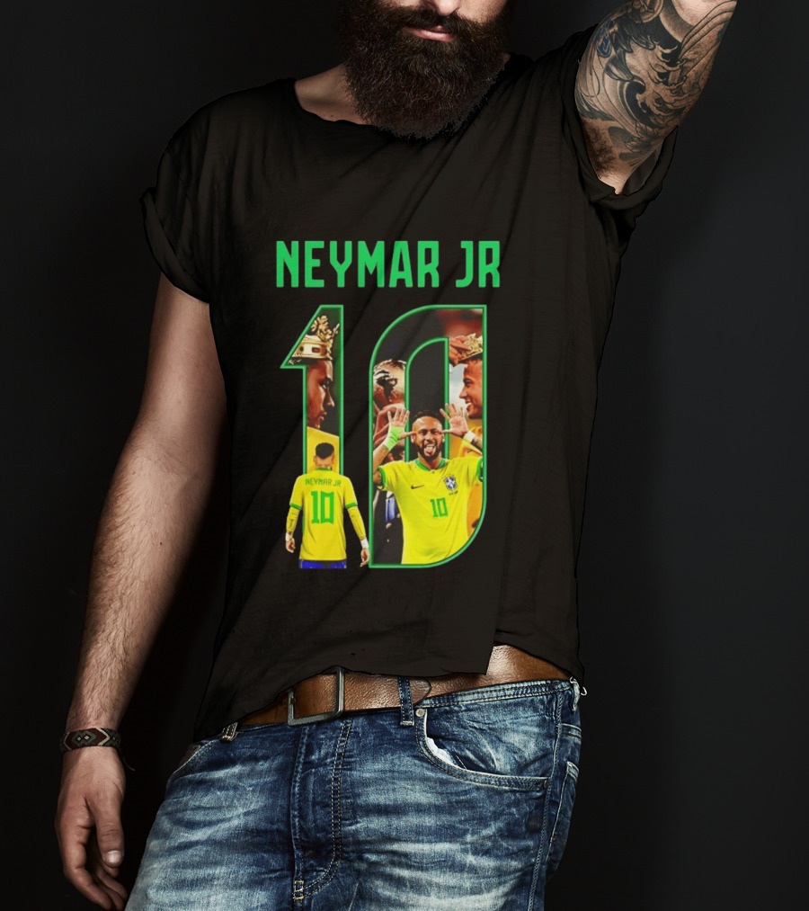 Neymar Jr 10 Brazil Soccer Iconic Celebration Images T-Shirt