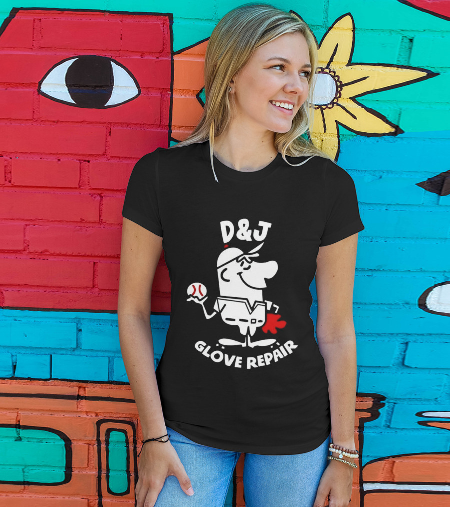 D And J Glove Repair Baseball Cartoon T-Shirt