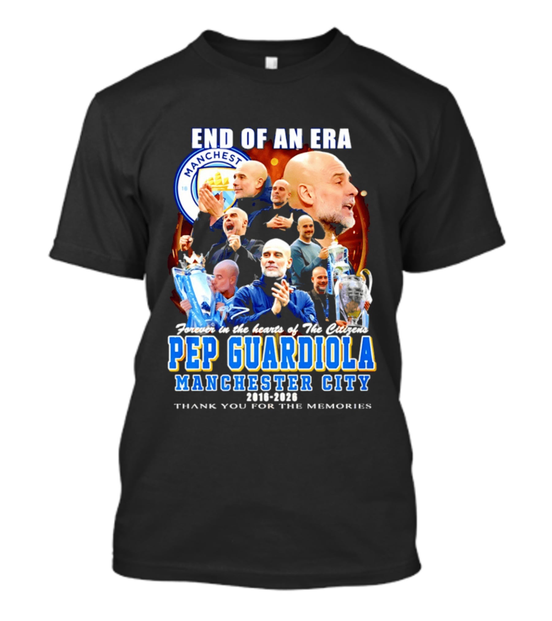 End Of An Era Pep Guardiola Manchester City Thank You For The Memories T-Shirt