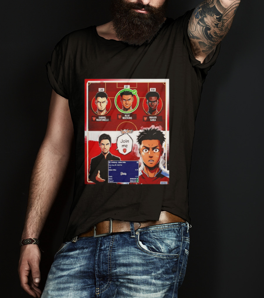 Gabriel Martinelli Ollie Watkins Bukayo Saka Join Me Arsenal Team Anime T-Shirt