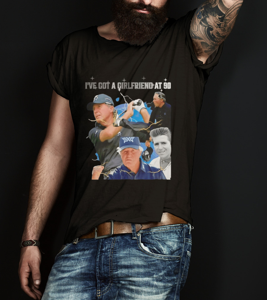 Gary Player I've Got A Girlfriend At 90 Golf Legend Photomontage T-Shirt