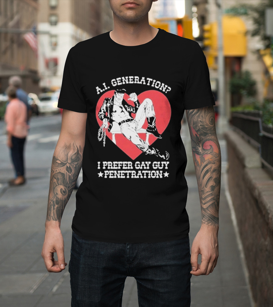 A.I. Generation I Prefer Gay Guy Penetration Heart T-Shirt