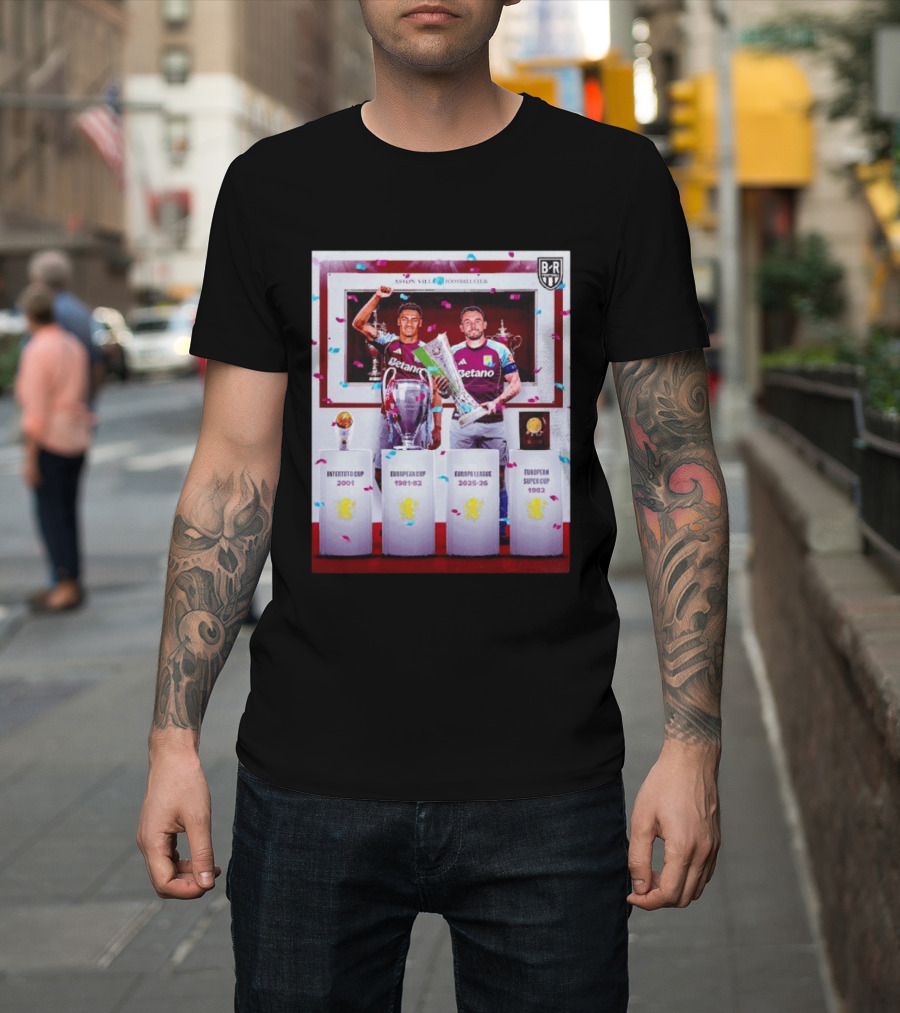 Aston Villa Football Club Europa League 2025 26 European Cup Winners T-Shirt