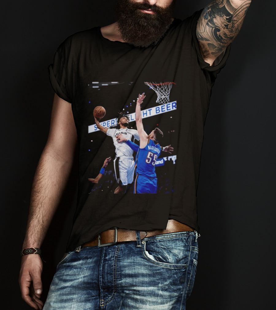 Spurs Dunk Over Hartenstein NBA Basketball Action T-Shirt