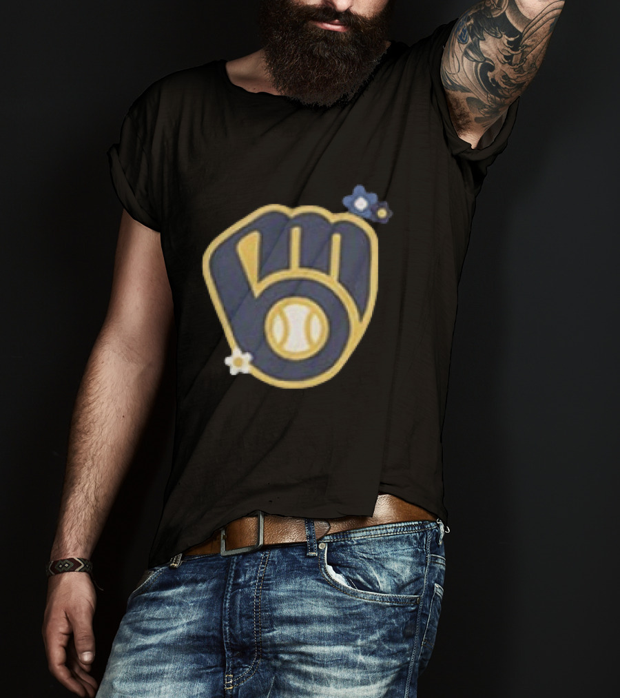 Milwaukee Brewers Flowers MLB 2026 Two Sided Baseball T-Shirt