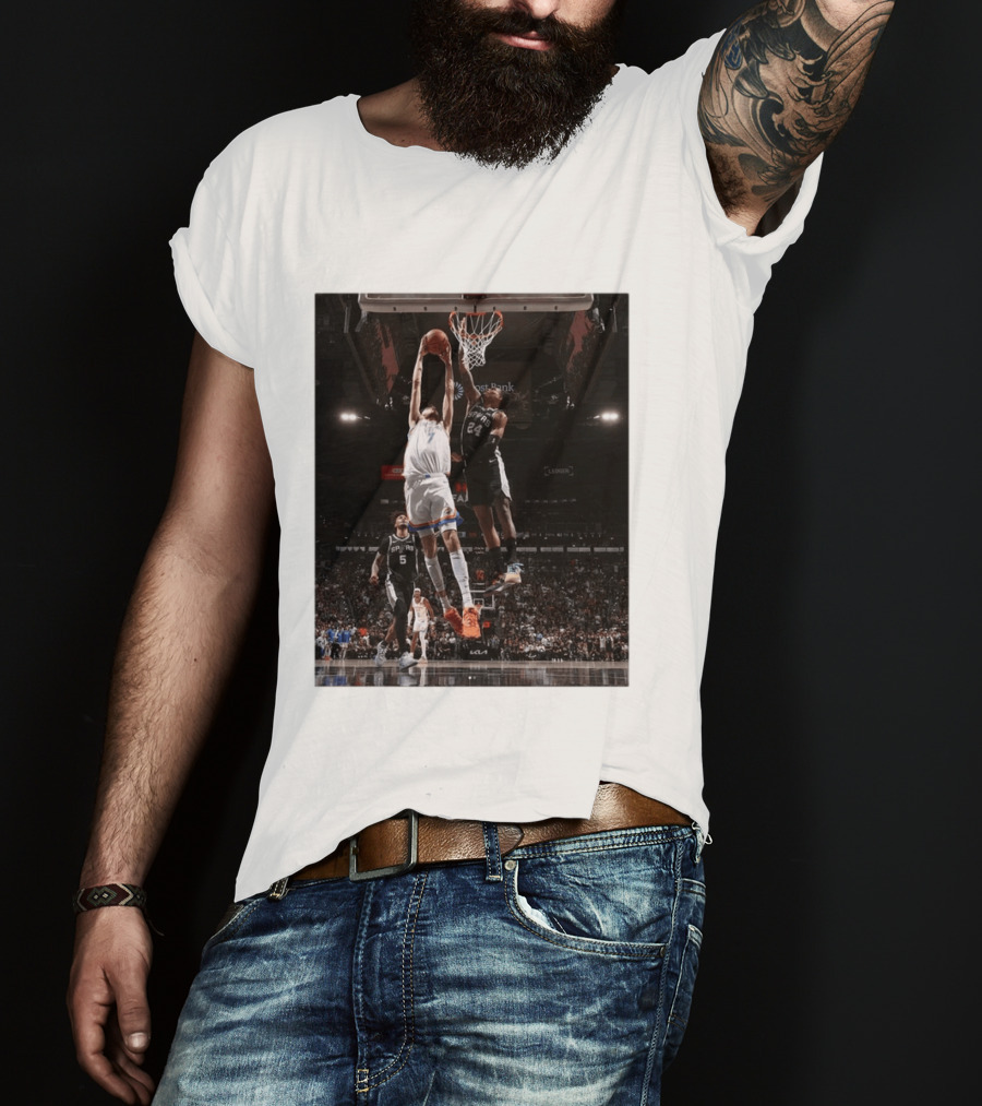 Spurs Devin Vassell Blocks Thunder Chet Holmgren NBA Basketball Moment T-Shirt