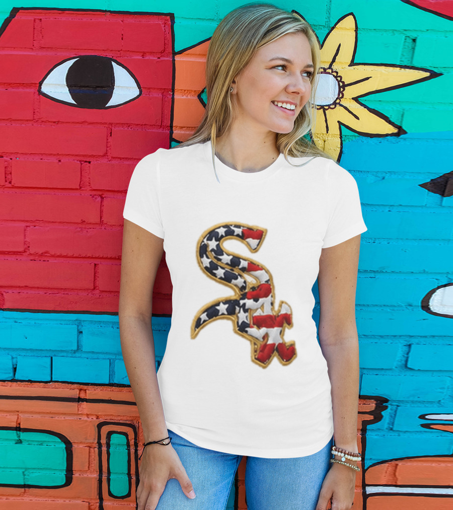 America 250th Anniversary White Sox Hat Patriotic Stars And Stripes T-Shirt