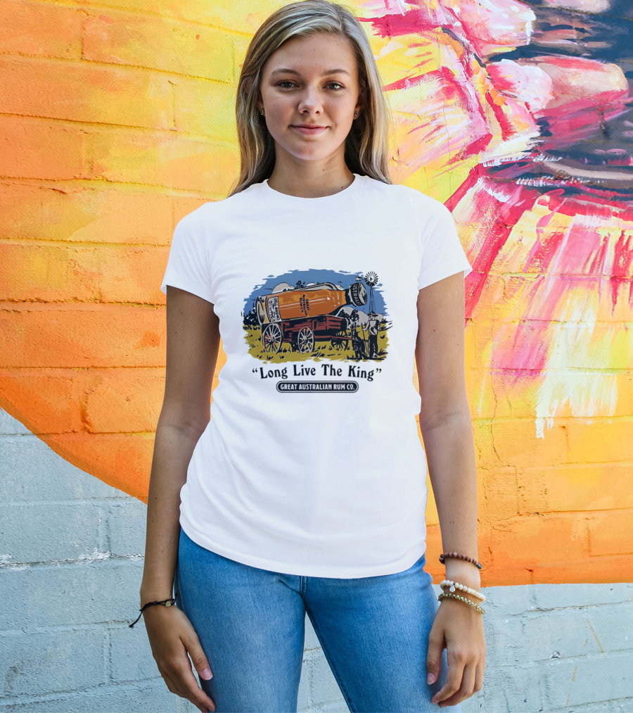 Long Live The King Great Australian Rum Co Vintage Wagon Scene T-Shirt
