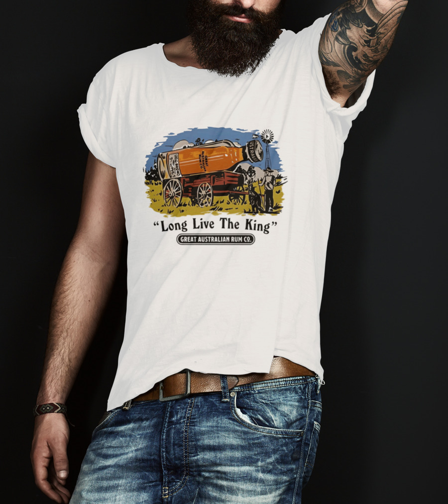 Long Live The King Great Australian Rum Co Vintage Wagon Scene T-Shirt