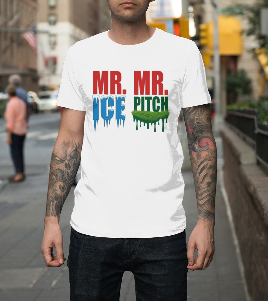 MR ICE MR PITCH Frosty Letters Green Grass Drips T-Shirt