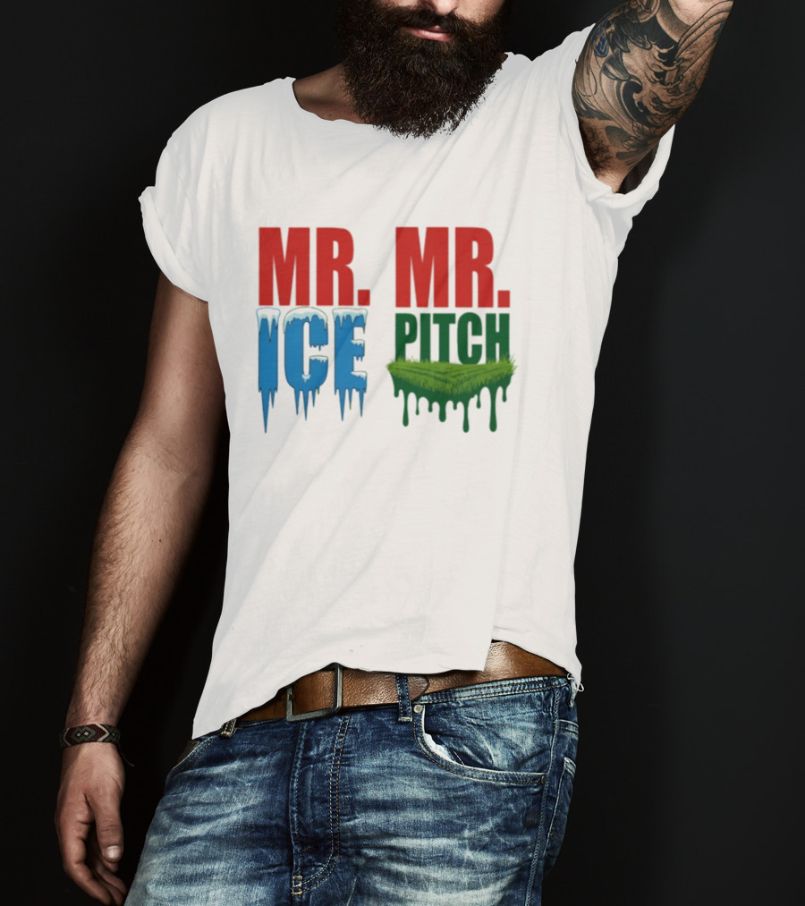 MR ICE MR PITCH Frosty Letters Green Grass Drips T-Shirt