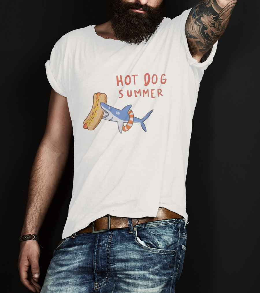 Hot Dog Summer Shark With Life Preserver And Snack T-Shirt
